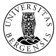 Logo fra Universitetet i Bergen. En rund logo med skrift universitas bergensis og en ugle i midten.